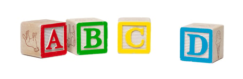 Preview: Wooden alphabet blocks isolated on white background