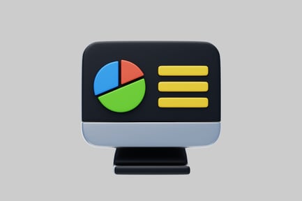 Visualização: Infográfico colorido de monitor de negócios