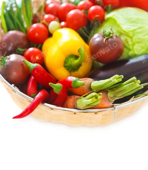 Preview: Vegetables still life on the white background