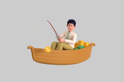 Preview: Money Fishing Cartoon Character