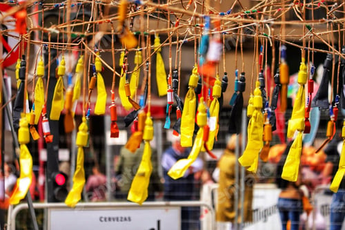 Preview: Urban street scene of the traditional celebration of Fallas festival with firecrackers in Valencia