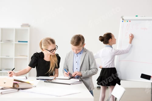 Preview: Children working in office like adult business people