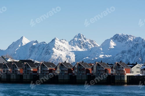 Preview: Row of waterfront houses, Svolvaer, Lofoten Islands, Norway