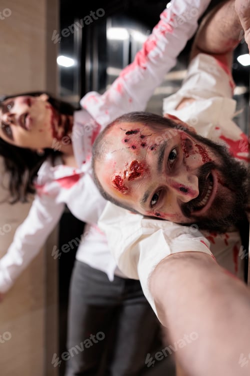 Preview: Portrait of creepy corpse attacking office