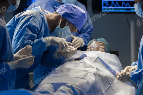 Preview: Surgeons team working with Monitoring of patient in surgical operating room.
