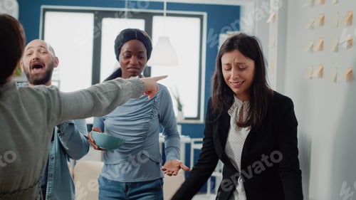Preview: Woman playing game at foosball table and losing