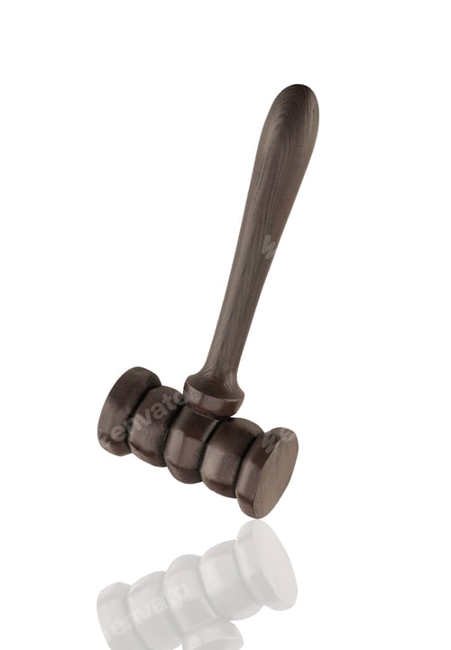 Preview: Wooden justice gavel and block with brass