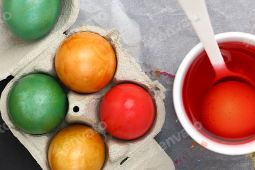 Preview: Colored Easter eggs and liquid color dye