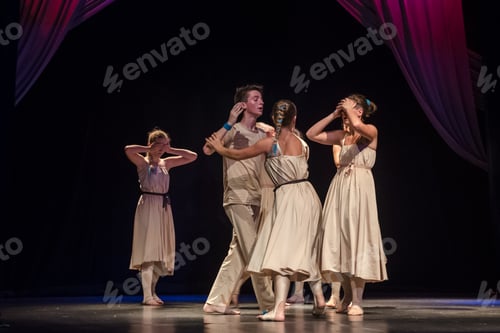 Preview: staging on the stage of a children's theater with actors