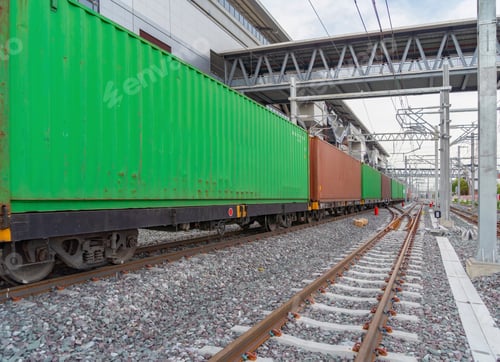 Preview: Train or tram on railway in urban city in public transportation. Vehicle