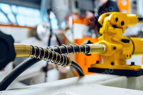 Preview: Modern industrial plant. Automotive machine equipment parts close up