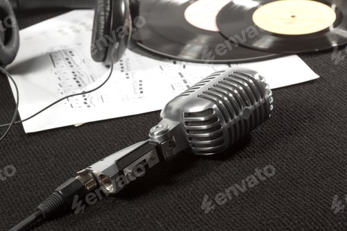 Preview: Retro microphone and headphones