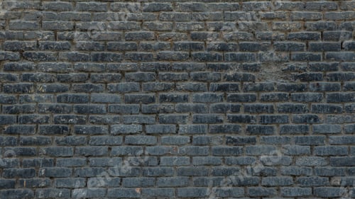 Preview: Horizontal part of dark brick wall background. Exterior wide old stone bricks