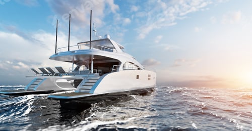 Preview: Catamaran motor yacht on the ocean