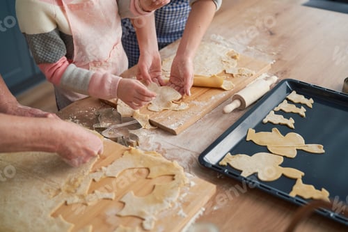 Preview: Close up punching Easter cookies