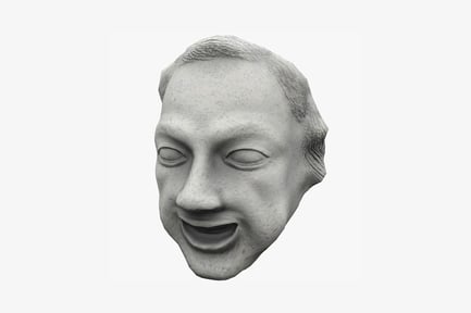 Preview: Stone-faced figure in suit with open mouth expression