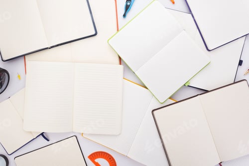 Preview: notepad or notebook paper at white background