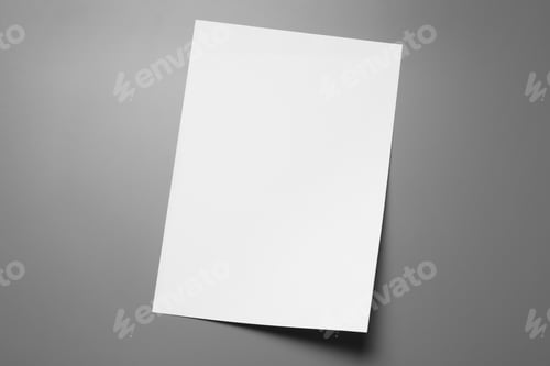 Preview: Blank paper sheets for brochure on grey background, top view. Mock up