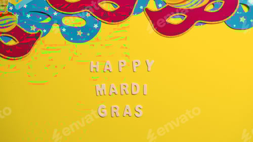 Preview: Mardi gras background with masks an copy space