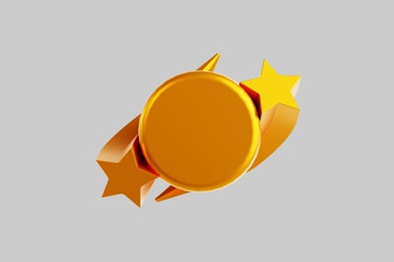 Visualização: Emblema dourado com estrelas