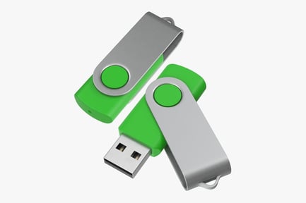 Preview: Green and Silver Swivel USB Drive Mockup Collection