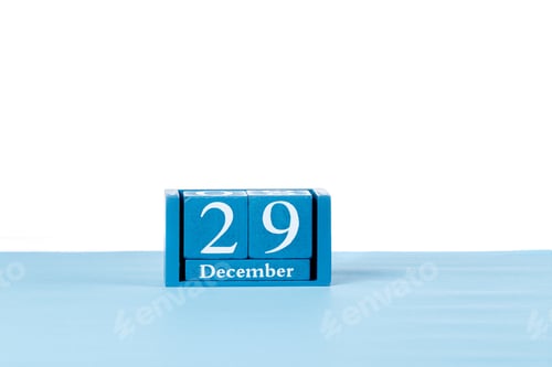 Preview: Wooden calendar December 29 on a white background