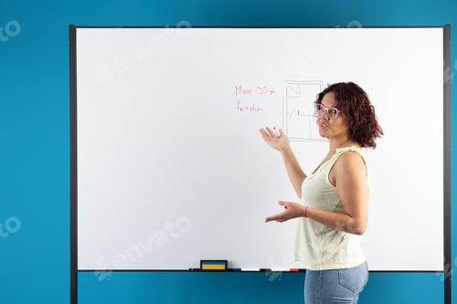 Preview: Woman Giving a Presentation with a White Board