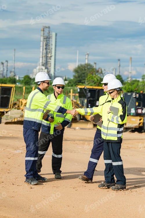 Preview: Engineer team project planning outdoor survey team, plant factory construction site group meeting