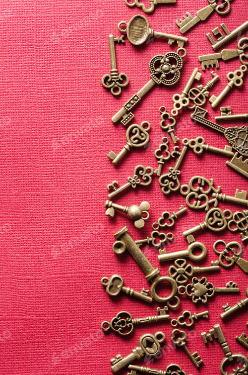 Preview: steampunk old vintage metal keys background