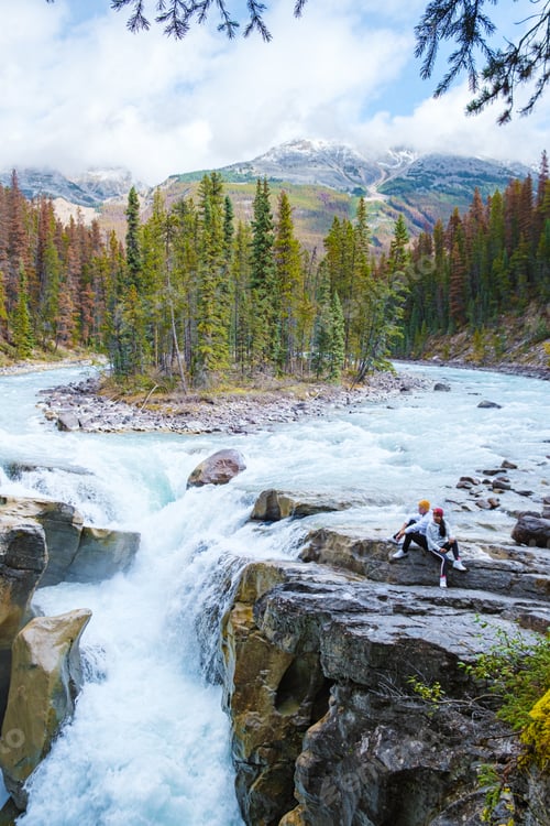 Preview: Sunwapta Falls Jasper National Park, Canada. Canadian Rockies during Autumn fall season