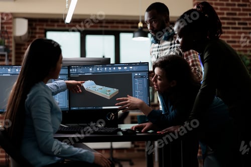 Preview: Digital engineering experts collaborating in order to develop advanced scene.