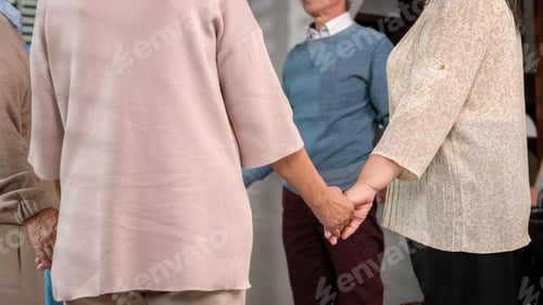 Preview: Group of Asian senior people are given advice by psychologist