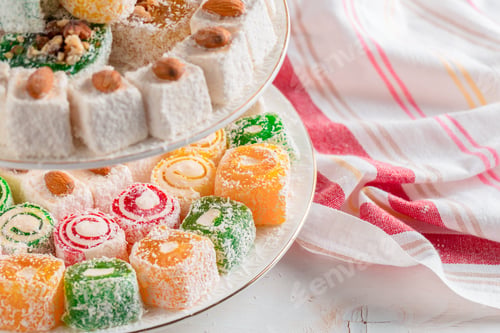 Preview: Turkish delight on a wooden table