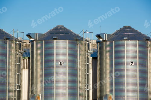 Preview: Group of grain silos in Uruguay with blue sky