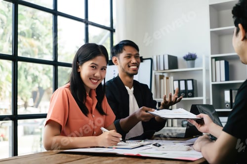 Preview: Multiethnic business people working together in the office, Corporate business team and manager in