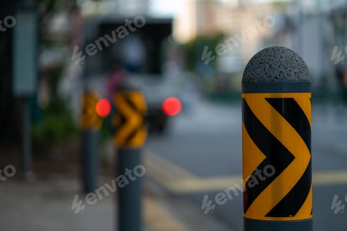 Preview: Concrete safety road barriers along the road