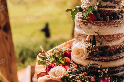 Preview: Wedding cake decorated with roses