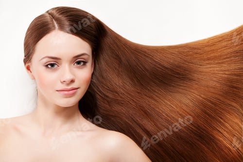 Preview: Beautiful woman with her long brown hair