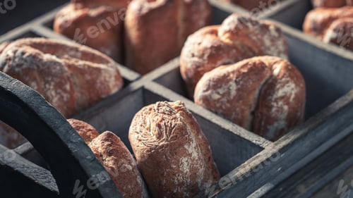 Preview: Crunchy buns made of wheat grains. Buns from the bakery.