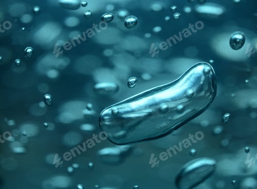 Preview: Futuristic looks background of the bubbles in blue light