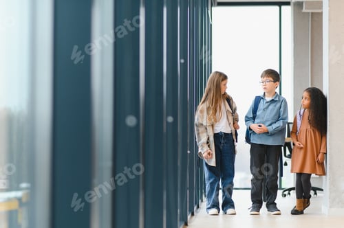 Preview: cheerful elementary school students. Back to school