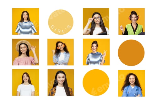 Preview: Image with collage of different photos with beautiful girls