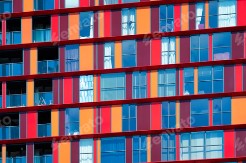 Preview: Modern residential building facade with windows and balconies. Rotterdam