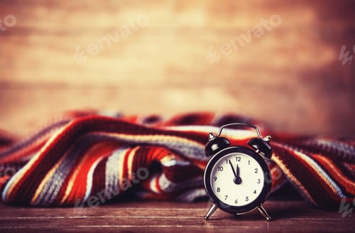Preview: Alarm clock and scarf.