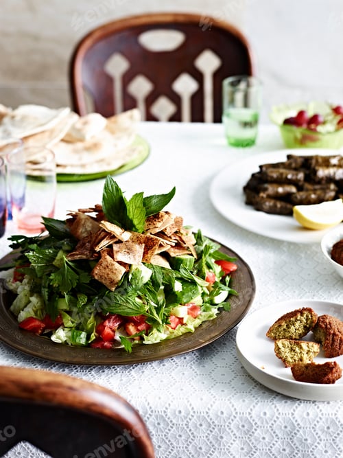 Preview: A table set with traditional Middle Eastern dishes