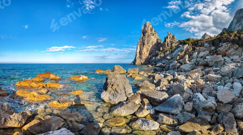 Preview: Exciting view of Punta Pedra Longa and azure water in sea.