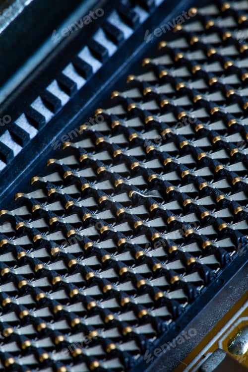 Preview: Macro shot of the computer motherboard socket