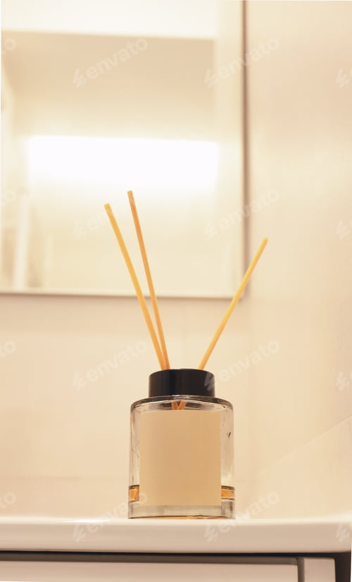 Preview: Reed diffuser product display bathroom background