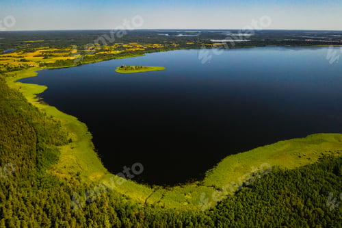 Preview: Top view of lake Drivyaty in the Braslav lakes National Park, the most beautiful lakes in Belarus.An