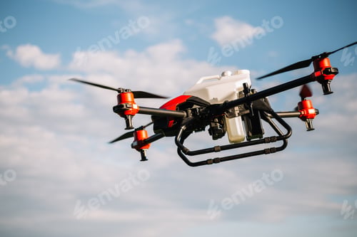 Preview: agricultural drone on a background of blue sky.